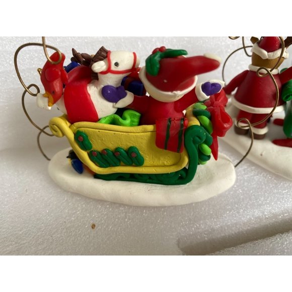 Christmas Figurine, Handmade vintage Reindeer Santa Was Sleigh - Picture 8 of 13